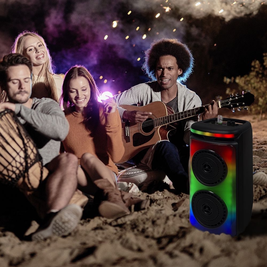 LED RGB įkraunamas garsiakalbis su mikrofonu 400W/2400 mAh + nuotolinio valdymo pultas