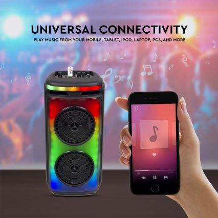 LED RGB įkraunamas garsiakalbis su mikrofonu 400W/2400 mAh + nuotolinio valdymo pultas