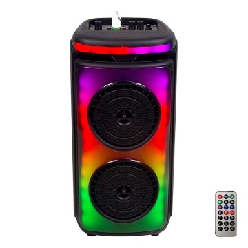 LED RGB įkraunamas garsiakalbis su mikrofonu 400W/2400 mAh + nuotolinio valdymo pultas