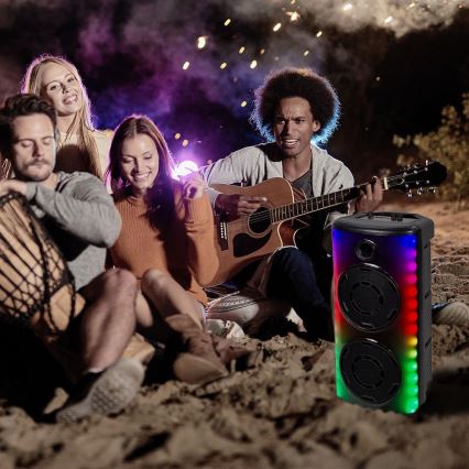 LED RGB įkraunamas garsiakalbis su mikrofonu 600W/2400 mAh + nuotolinio valdymo pultas