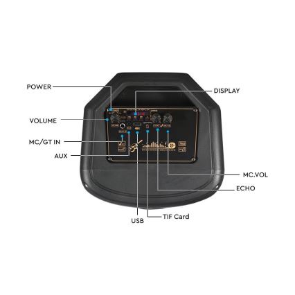 LED RGB įkraunamas garsiakalbis su mikrofonu 600W/2400 mAh + nuotolinio valdymo pultas