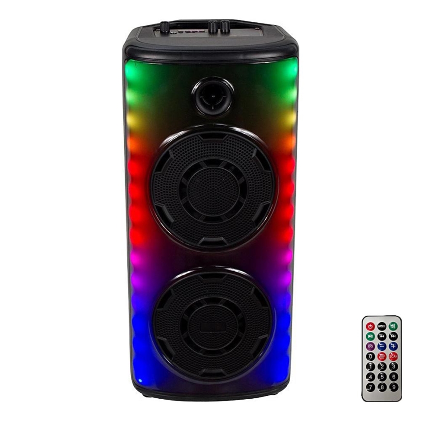 LED RGB įkraunamas garsiakalbis su mikrofonu 600W/2400 mAh + nuotolinio valdymo pultas
