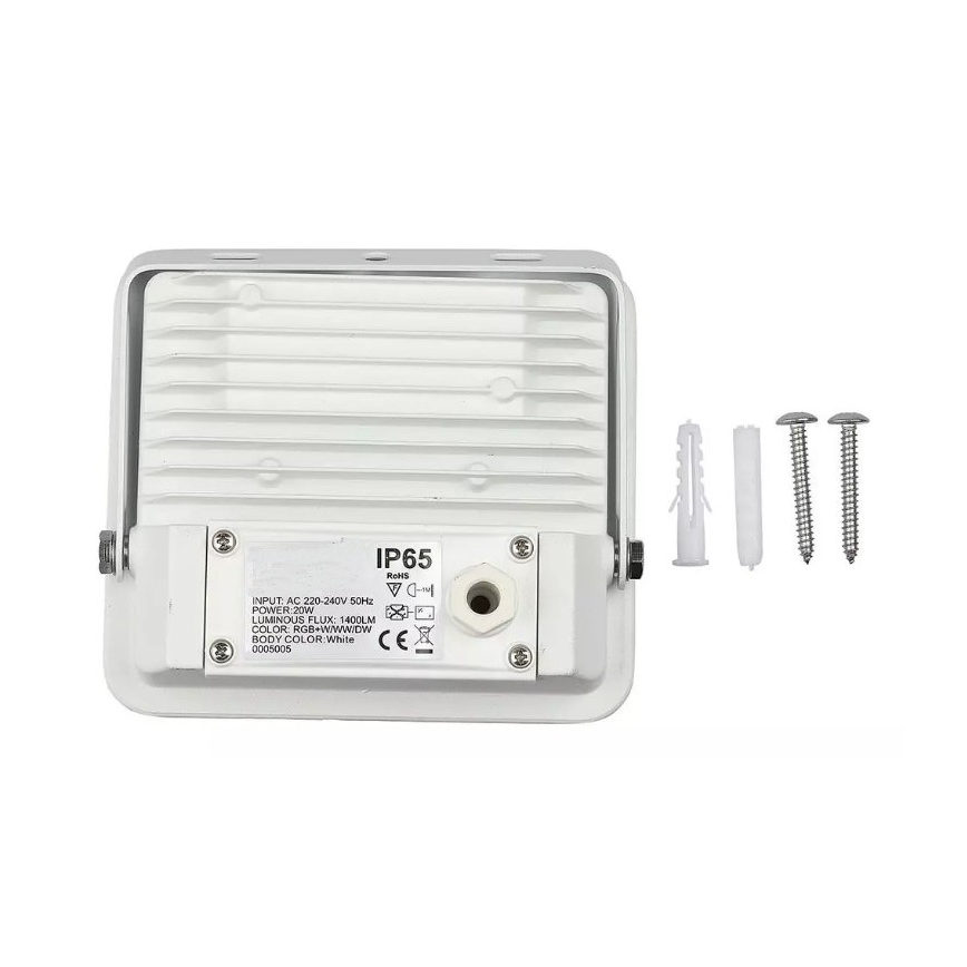 LED RGB Išmanus reguliuojamas prožektorius LED/20W/230V IP65 baltas