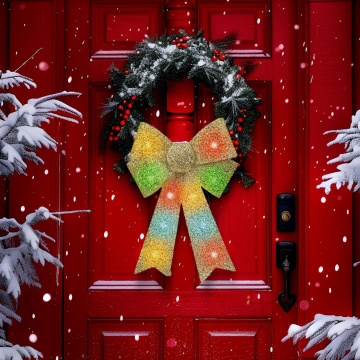 LED RGB Kalėdinė dekoracija 11xLED/3xLR44 40x30 cm auksinis kaspinas