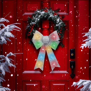 LED RGB kalėdinė dekoracija 11xLED/3xLR44 40x30 cm sidabrinis kaspinas