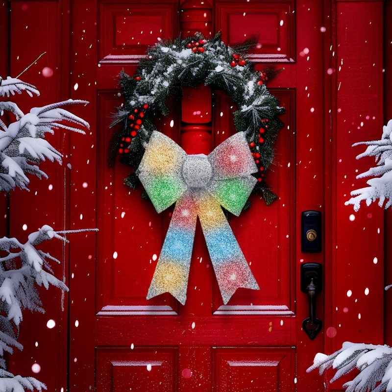 LED RGB kalėdinė dekoracija 11xLED/3xLR44 40x30 cm sidabrinis kaspinas