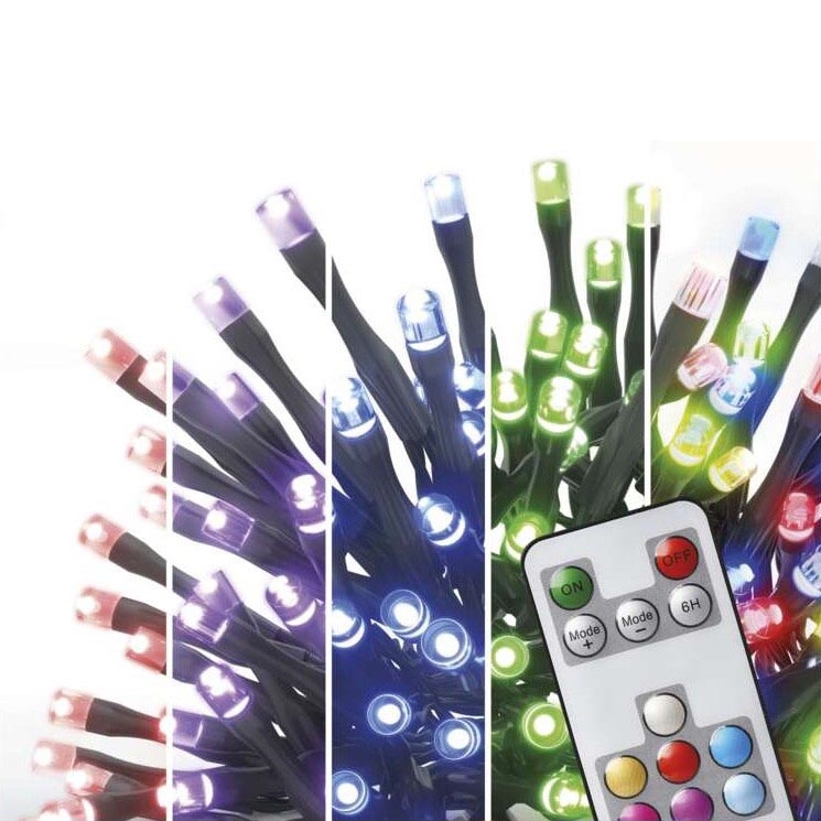 LED RGB Kalėdinė lauko girlianda 120xLED/72 režimai 15m IP44 + valdymo pultas