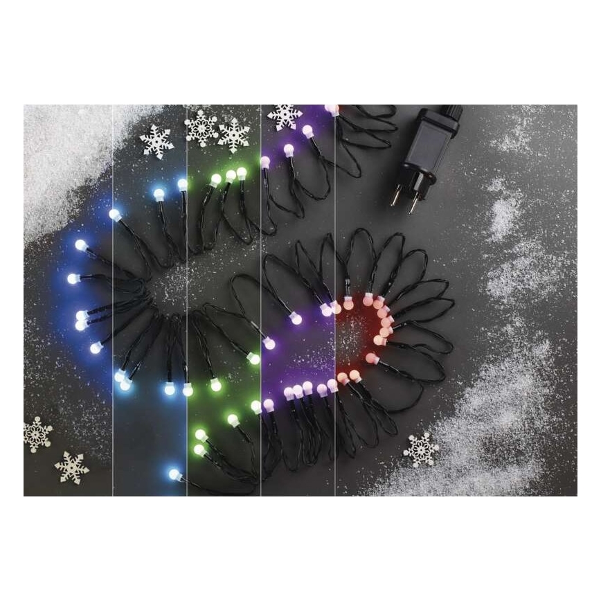 LED RGB Kalėdinė lauko girlianda 96xLED/64 režimai 15m IP44 + valdymo pultas