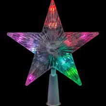 LED RGB Kalėdų žvaigždė eglutei 10xLED/2xAA 15cm
