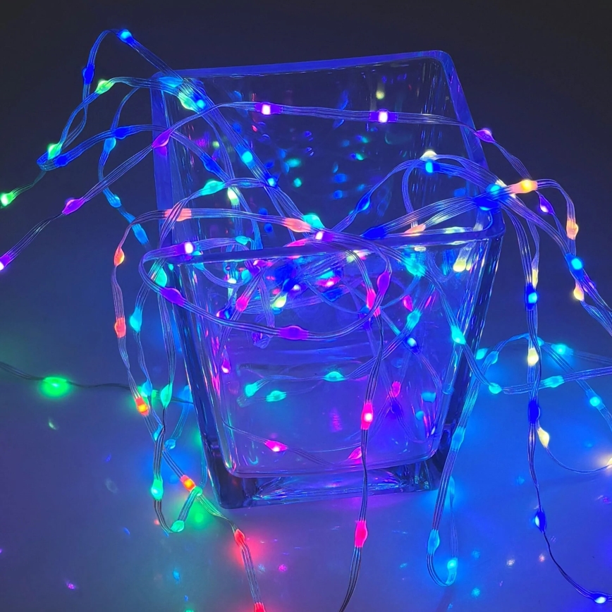 LED RGB Kelėdinė girlianda LED/10W/5V 10 m USB + nuotolinio valdymo pultas