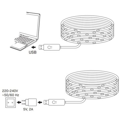 LED RGB Kelėdinė girlianda LED/10W/5V 10 m USB + nuotolinio valdymo pultas