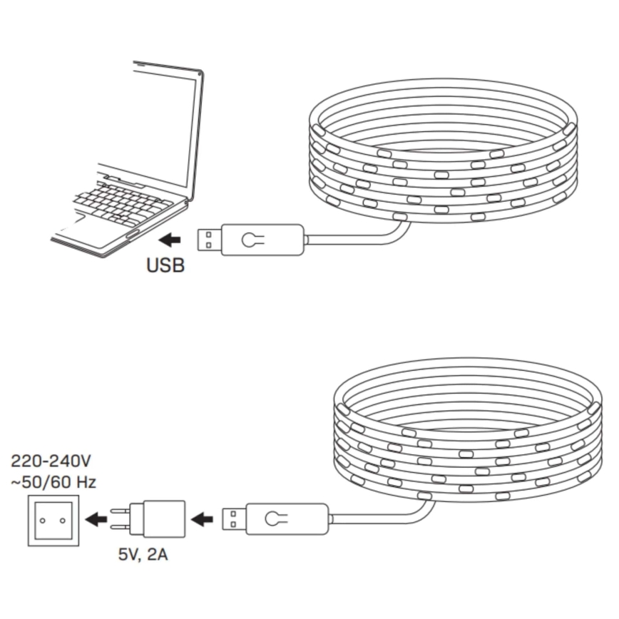LED RGB Kelėdinė girlianda LED/10W/5V 10 m USB + nuotolinio valdymo pultas