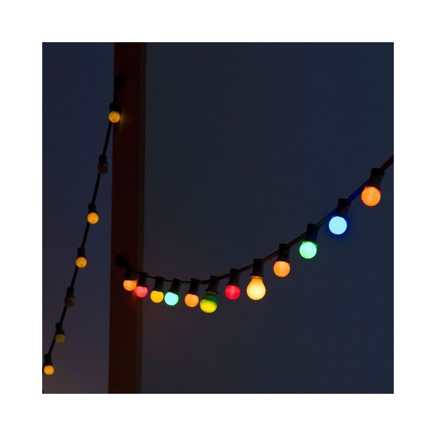 LED RGB Lauko girlianda STRING 13 m 15xLED/0,5W/230V IP44 + nuotolinio valdymo pultas