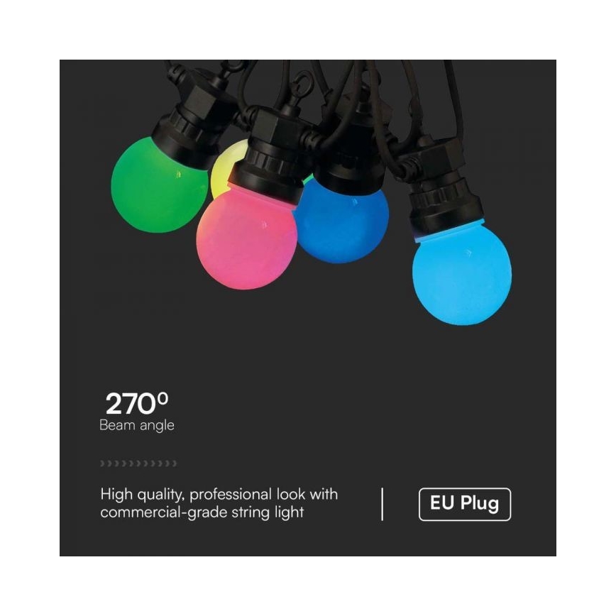 LED RGB Lauko girlianda STRING 13 m 15xLED/0,5W/230V IP44 + nuotolinio valdymo pultas