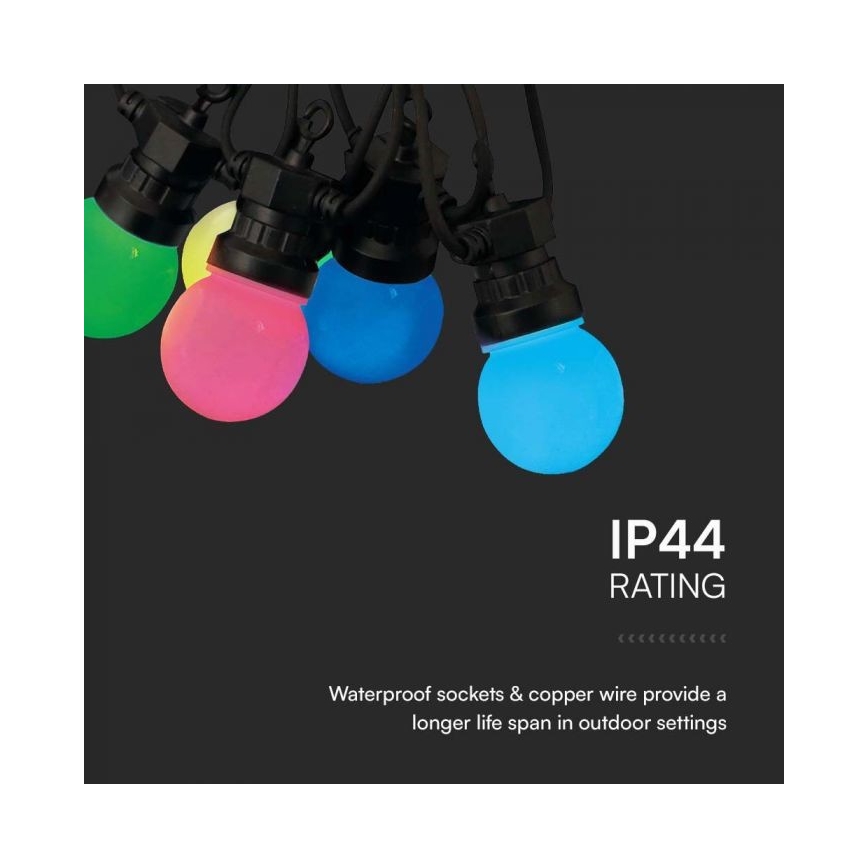LED RGB Lauko girlianda STRING 13 m 15xLED/0,5W/230V IP44 + nuotolinio valdymo pultas