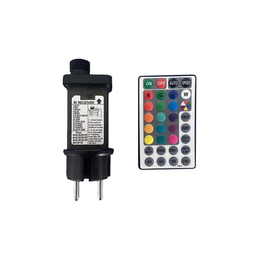 LED RGB Lauko girlianda STRING 13 m 15xLED/0,5W/230V IP44 + nuotolinio valdymo pultas