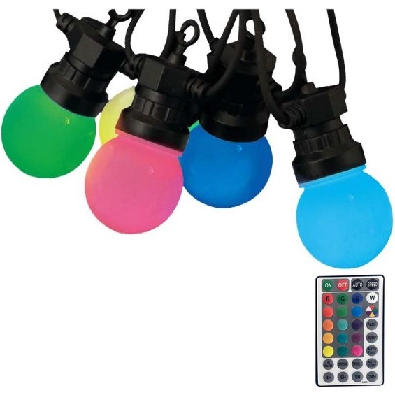 LED RGB Lauko girlianda STRING 13 m 15xLED/0,5W/230V IP44 + nuotolinio valdymo pultas