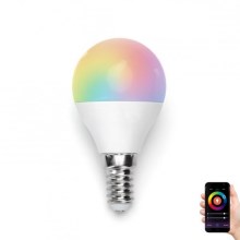 LED RGB Lemputė G45 E14/5W/230V 3000-6500K Wi-Fi - Aigostar