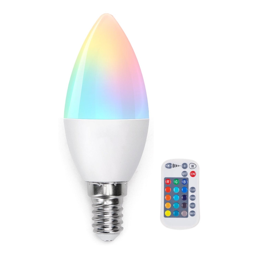LED RGB pritemdoma elektros lemputė E14/4,8W/230V 3000K + nuotolinio valdymo pultas - Aigostar