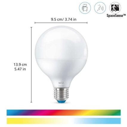 LED RGB pritemdoma elektros lemputė G95 E27/11W/230V 2200-6500K Wi-Fi - WiZ