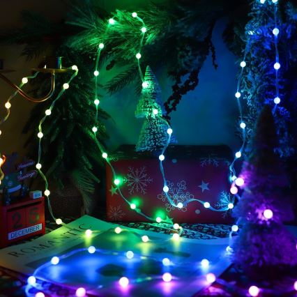 LED RGB Pritemdoma kalėdinė užuolaidėlė WIZARD 400xLED/USB 2x2m + nuotolinio valdymo pultas
