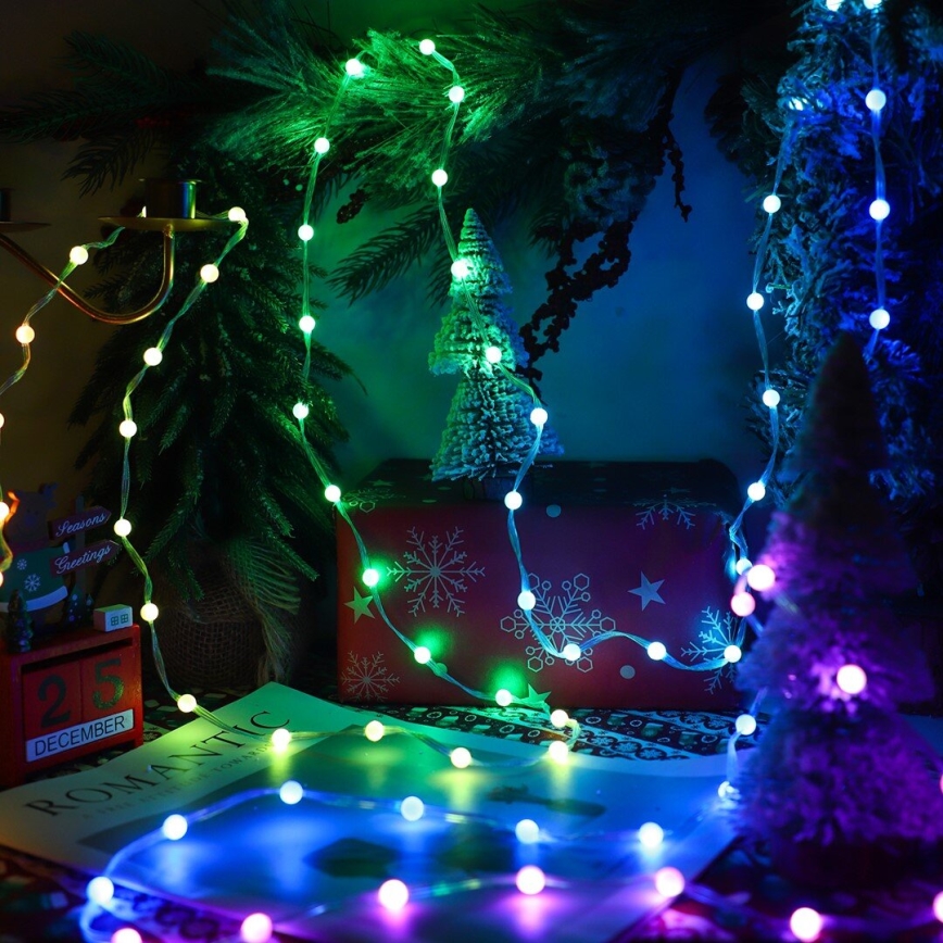 LED RGB Pritemdoma kalėdinė užuolaidėlė WIZARD 400xLED/USB 2x2m + nuotolinio valdymo pultas