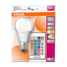 LED RGB Pritemdoma lemputė STAR+ A60 E27/9W/230V 2700K - Osram