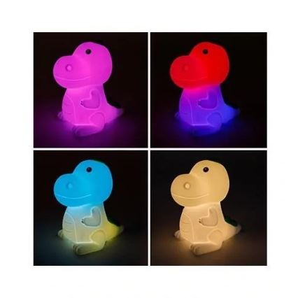 LED RGBW Pritemdomas įkraunamas vaikiškas naktinis šviestuvas LED/2,5W/5V 3000K 1200 mAh dinozauras