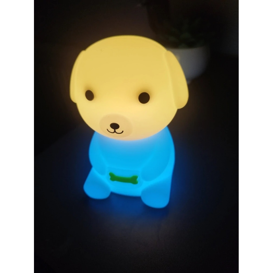 LED RGBW Pritemdomas įkraunamas vaikiškas naktinis šviestuvas LED/2,5W/5V 3000K 1200 mAh Šuo