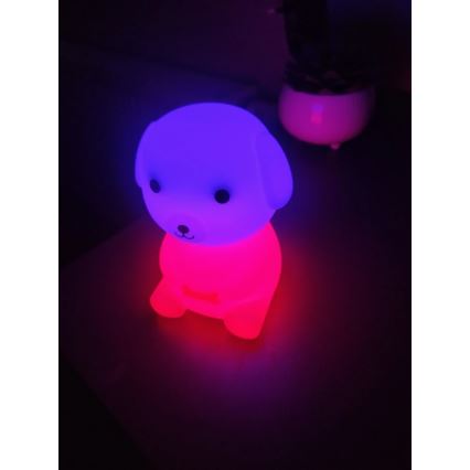 LED RGBW Pritemdomas įkraunamas vaikiškas naktinis šviestuvas LED/2,5W/5V 3000K 1200 mAh Šuo