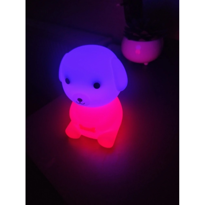 LED RGBW Pritemdomas įkraunamas vaikiškas naktinis šviestuvas LED/2,5W/5V 3000K 1200 mAh Šuo