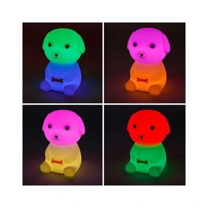 LED RGBW Pritemdomas įkraunamas vaikiškas naktinis šviestuvas LED/2,5W/5V 3000K 1200 mAh Šuo