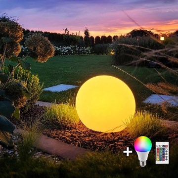 LED RGB Pritemdomas lauko šviestuvas GLOBO 1xE27/8,5W/230V d. 60 cm IP44 + nuotolinio valdymo pultas