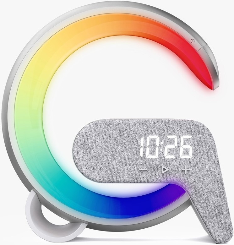 LED RGB Pritemdomas stalinis šviestuvas Su žadintuvas ir Qi įkrovimas 30W/230V sidabras