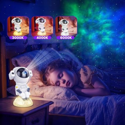 LED RGB projektorius 3 viename LED/5W/5V 3000/4000/6000K astronautas + nuotolinio valdymo pultas