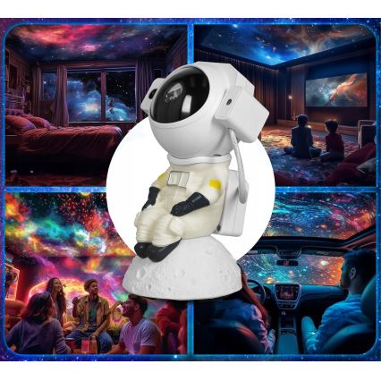 LED RGB projektorius 3 viename LED/5W/5V 3000/4000/6000K astronautas + nuotolinio valdymo pultas