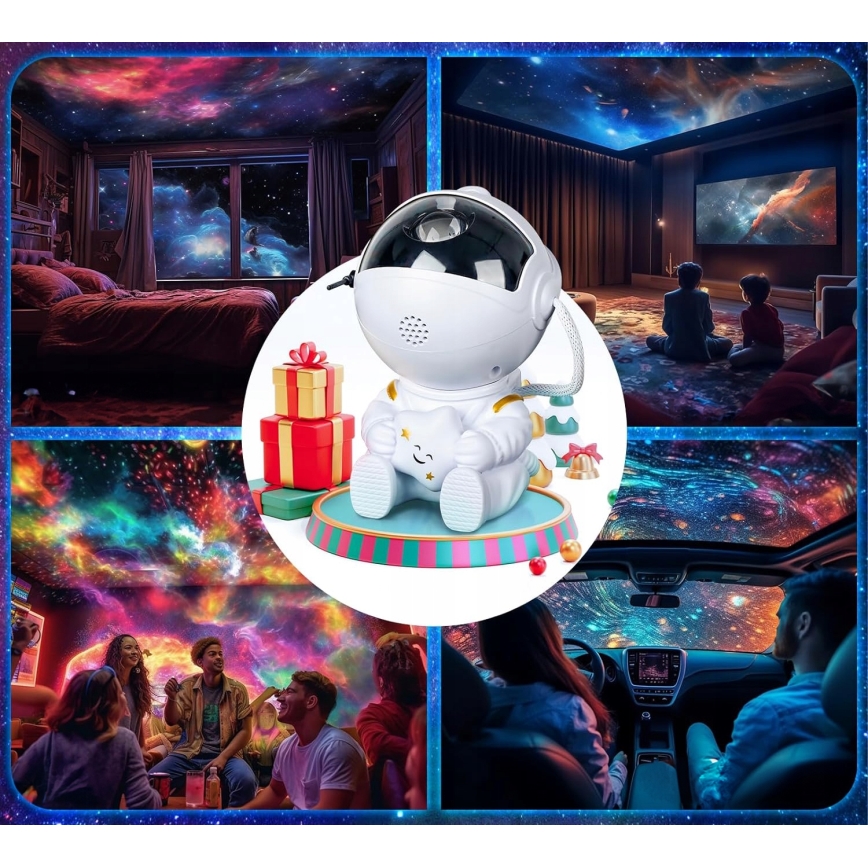 LED RGB projektorius LED/5W/5V astronautas + nuotolinis valdymas