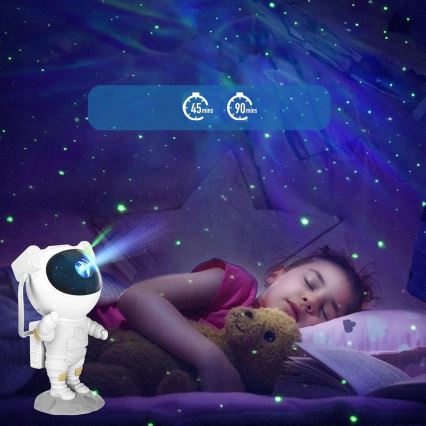 LED RGB projektorius LED/5W/5V astronautas + su nuotoliniu pulteliu