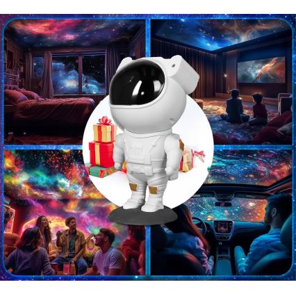 LED RGB projektorius LED/5W/5V astronautas + su nuotoliniu pulteliu