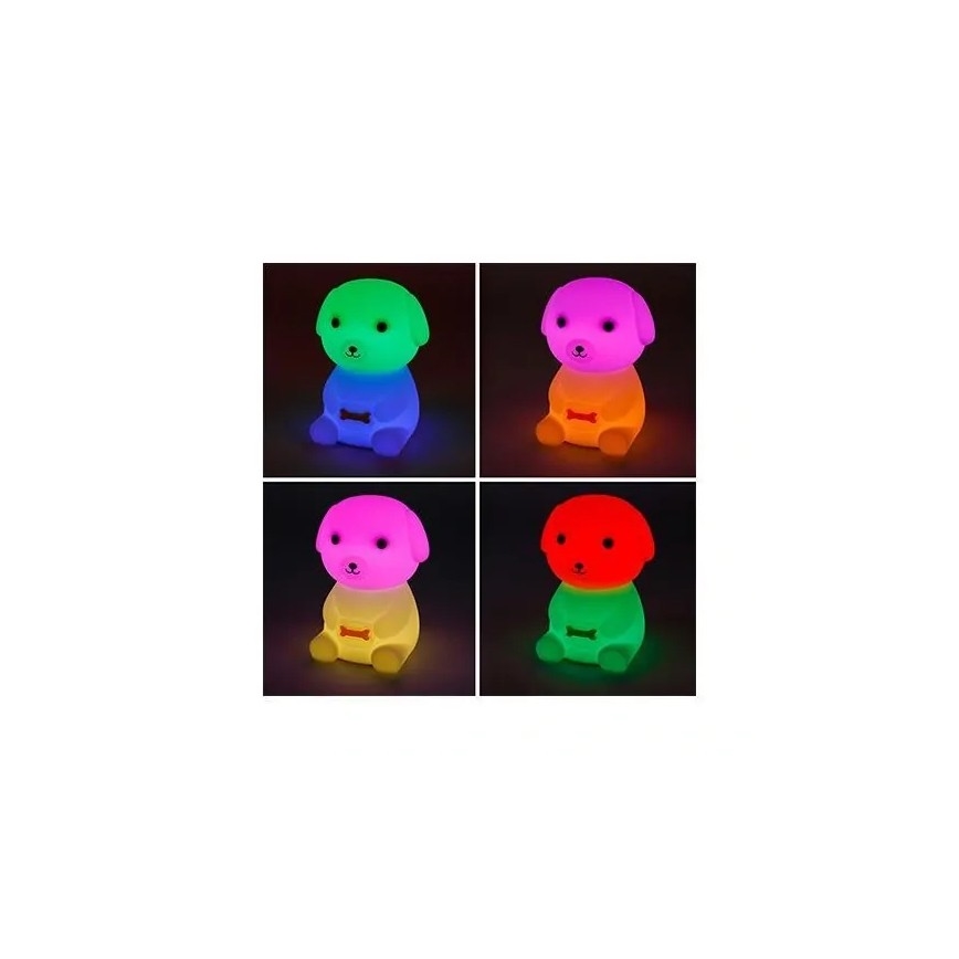 LED RGBW reguliuojamo ryškumo įkraunama vaikiška naktinė lempa LED/2,5W/5V 3000K 1200 mAh šuo