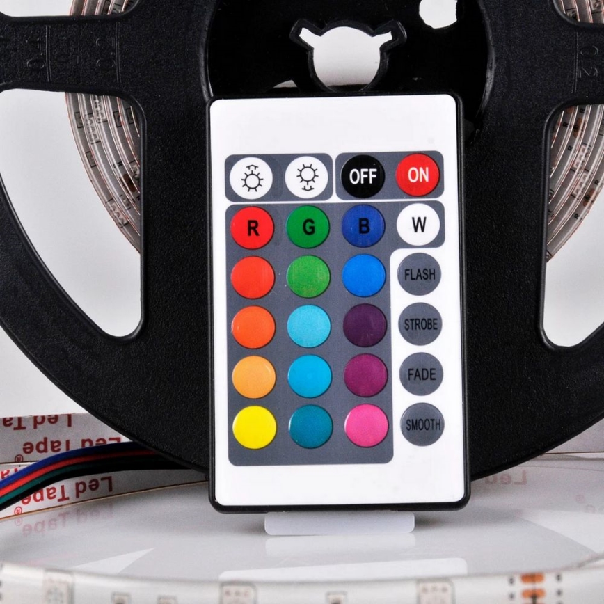 LED RGB Reguliuojama juosta 5m LED/18W/12V IP20 + VP