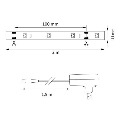 LED RGB Reguliuojama juosta MAGIC 2 m LED/12W/230V + VP