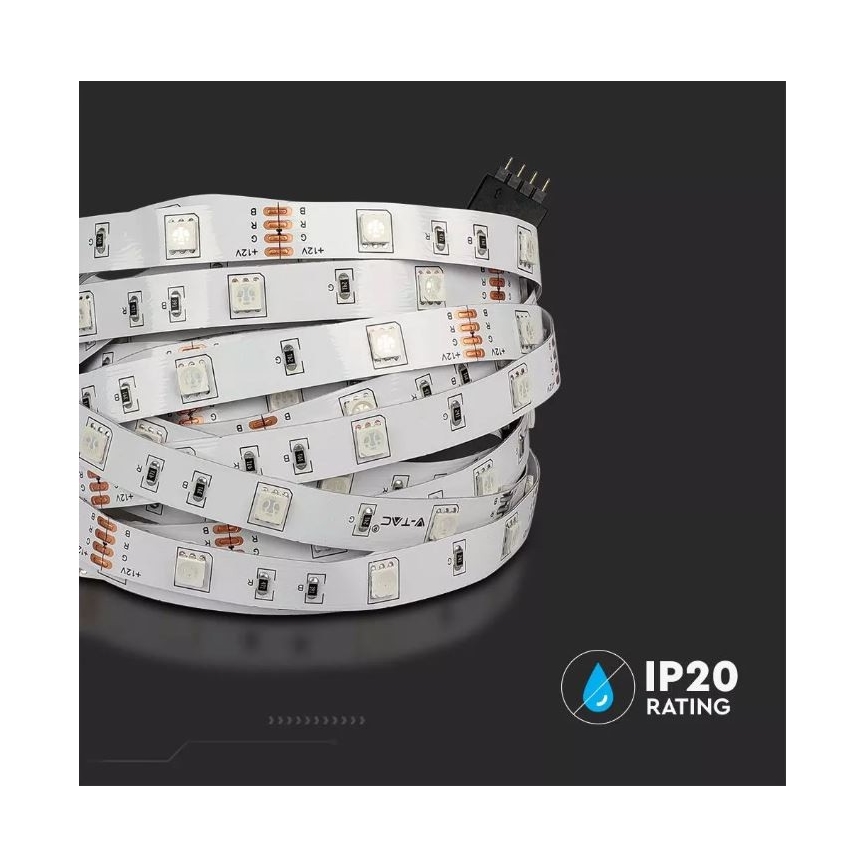 LED RGB Reguliuojama juostelė 2x5m LED/48W/230V + nuotolinio valdymo pultas