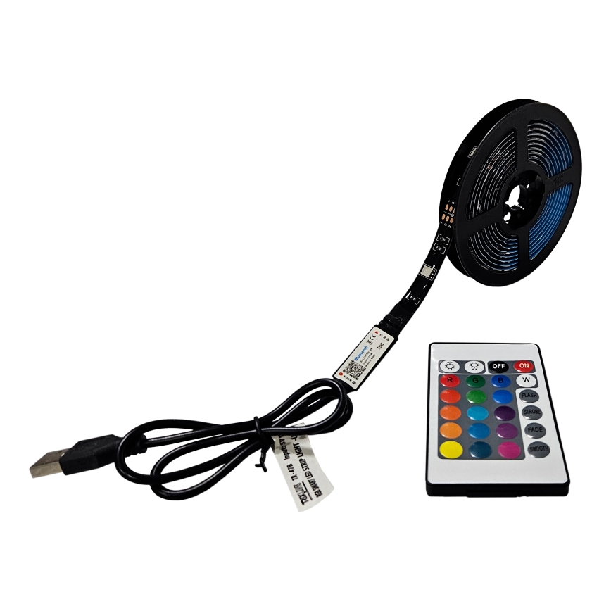 LED RGB Reguliuojama juostelė LED/6W/5V USB 2 m + nuotolinio valdymo pultas