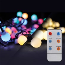 LED RGB Reguliuojama Kalėdinė lauko girlianda 100xLED/8 funkcijos 15m IP44 + valdymo pultas