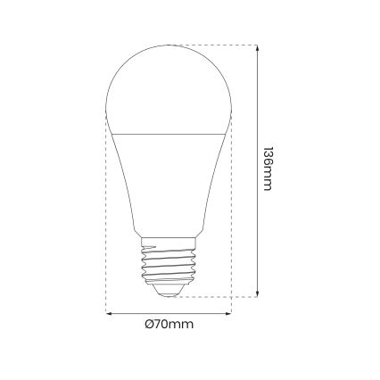 LED RGB Reguliuojama lemputė A70 E27/11W/230V 2700-6500K Wi-Fi Tuya