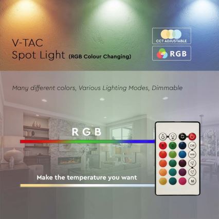 LED RGB Reguliuojama lemputė GU10/4,8W/230V 3000K + valdymo pultas