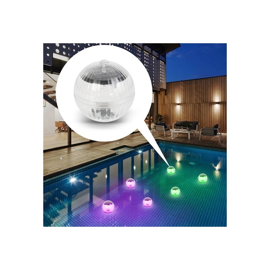 LED RGB Saulės energijos lemputė baseinui su prieblandos jutikliu LED/1,2V/600 mAh IP65