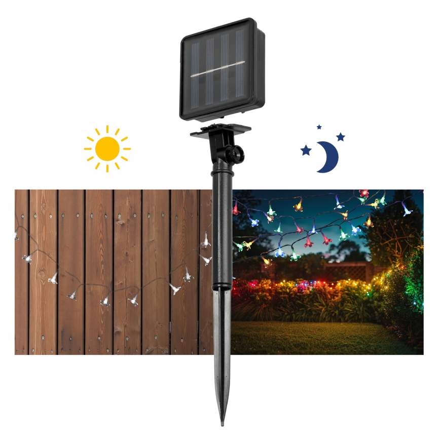 LED RGB Saulės girlianda 50xLED/0,12W/1,2V 1xAA IP44 600 mAh