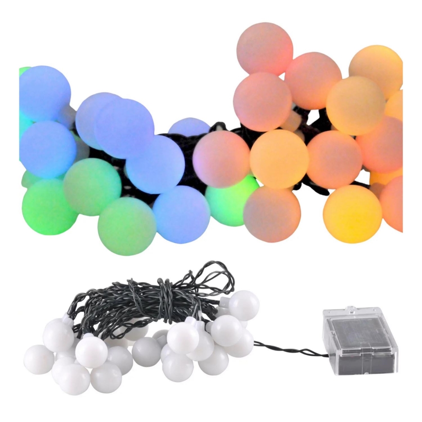 LED RGB Saulės grandinė PARTY 30xLED/1,2V 400 mAh 3,9 m IP44